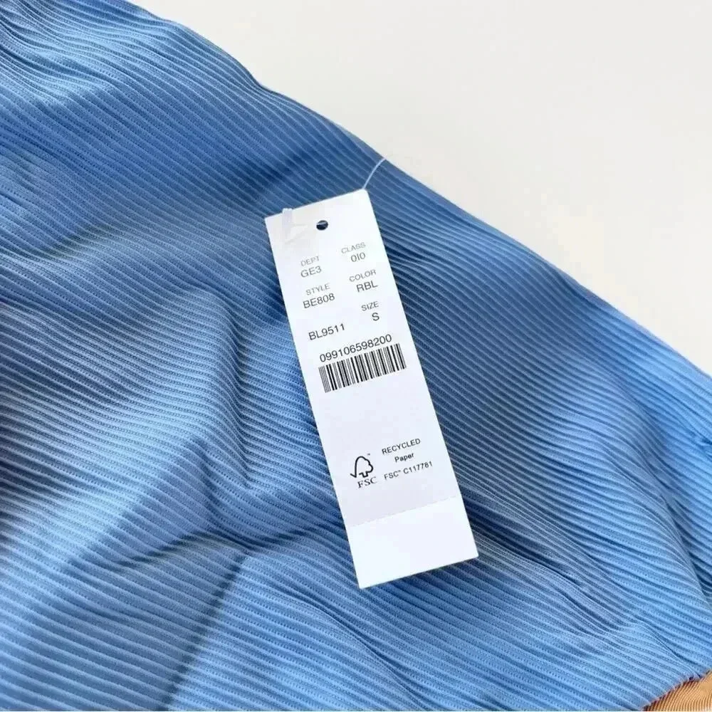 J Crew Ribbed high rise cheeky bikini bottom in Retro Blue Size Small NWT